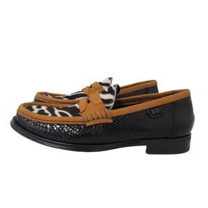 Dolce & Gabbana Men's Size 7 Brown Black Calf Hair, Nubuck And Snakeskin Loafers